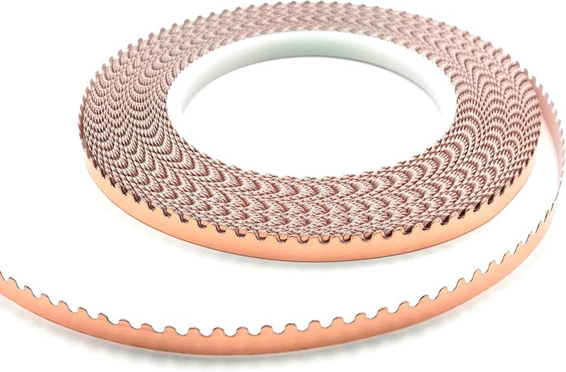 ARTKINGTO Silver Backed Scalloped Copper Foil Tape for Stained Glass, DIY Crafts, Single Small Scalloped Copper Foil - Image 2